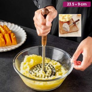 Potato Masher Stainless Steel with Wooden Handle 23.5 × 9 cm