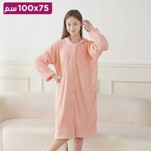 روب حمام وردي ميكروفايبر بغطاء رأس  75&times;100سم
