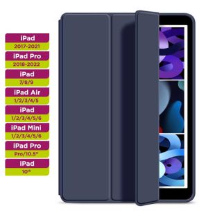 غطاء حماية فاخر ثلاثي الطي لجهاز iPad لجهاز Pro 2020 (11 بوصة) باللون الأزرق الداكن