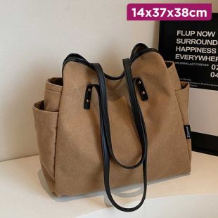 Trendy Brown Winter Shoulder Bag For Women 14 x 37 x 38cm