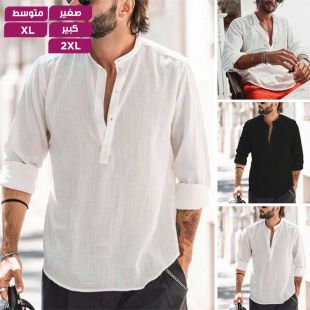 قميص أنيق من القطن والكتان للرجال