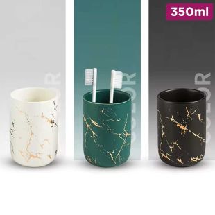 350ml Ceramic Marble Mouthwash and Toothbrushing Cup