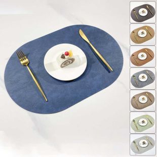 مفرش طعام جلد مقاوم للحرارة - بيضاوي