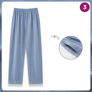 بنطلون نوم طويل فضفاض سادة للرجال- مقاس كبير