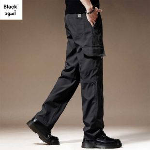 بنطلون كارجو بجيوب متعددة للرجال - XL - أسود