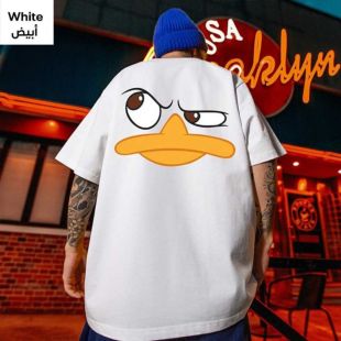 تيشيرت بتصميم رسوم أنمي للرجال- أبيض - XXXXL