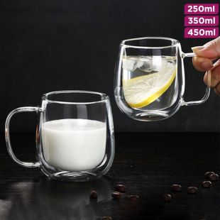 Durable Double-layer Glass Cup - 2Pcs