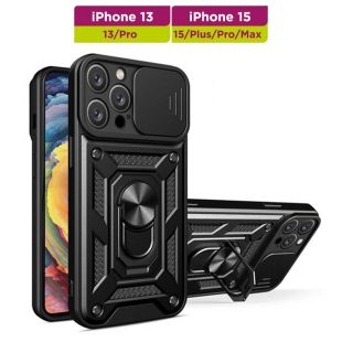 غطاء حماية متين مع حلقة تثبيت لأجهزة آيفون