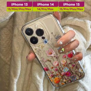 غطاء حماية شفاف بنقشة ورد لأجهزة آيفون