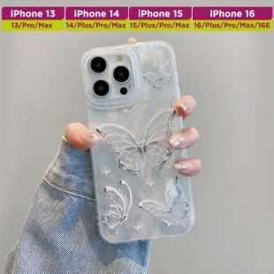 غطاء حماية ناعم بزخرفة فراشة لأجهزة آيفون