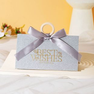 علبة حلوى زفاف بطباعة Best Wishes فاخرة 20 حبة