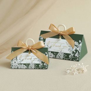 علبة هدايا زفاف بحلقة خشبية ولؤلؤة 15 حبة