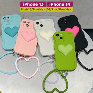 غطاء حماية سيليكون مزود بسوار قلب لأجهزة آيفون