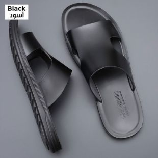 نعال جلد عصري ومريح للرجال- أسود-43