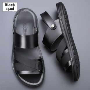 صندل جلد عصري ومريح للرجال- أسود-43