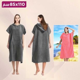 روب حمام سريع الجفاف من المايكروفايبر بغطاء رأس للرجال والسيدات 110 × 85 سم