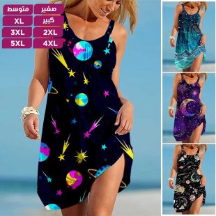 فستان صيفى أنيق فضفاض بدون أكمام