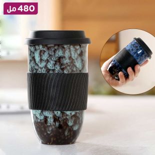 كوب سيراميك أنيق مع غطاء للمشروبات الساخنة - 480 مل