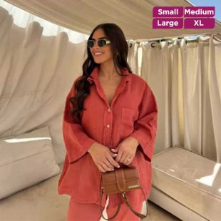 Elegant Neutral Color Linen Set for Women