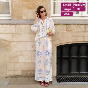 Trendy Printed Long Sleeve Linen Set for Women