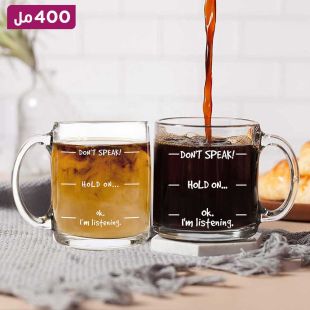 كوب زجاجي أنيق بتصميم مطبوع - 400 مل