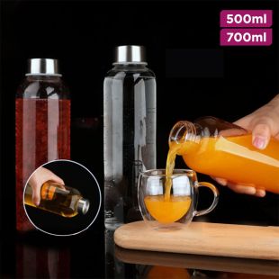 زجاجة زجاجية مع غطاء معدني محكمة الإغلاق