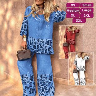 Leopard Print Linen Set for Women