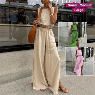 Sleeveless Elegant Linen Set for Women