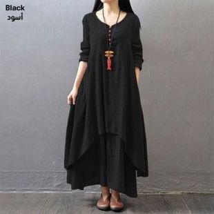 Long Loose Two-piece Dress With Long Sleeves Size 5XL