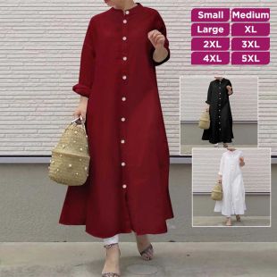 Linen Dress with Stand Collar Cardigan for Women