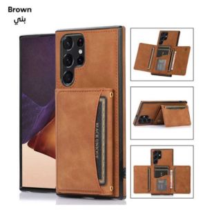 Multi-Function Wallet-Style Protective Case for Samsung - Brown