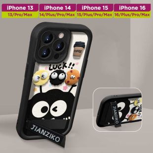 غطاء حماية هاتف بتصميم مجسم ثلاثي الأبعاد مع مسند لهاتف iPhone