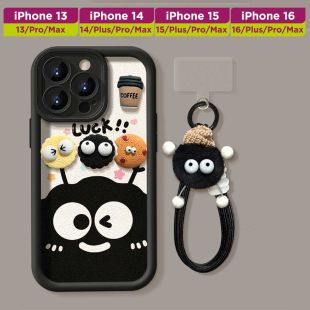 غطاء حماية هاتف بتصميم مجسم ثلاثي الأبعاد مع حبل لهاتف iPhone