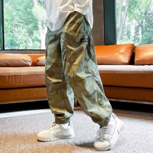 بنطال رياضي مريح بتصميم مموه للأولاد 4-6 سنوات أخضر