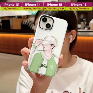 غطاء حماية كرتوني ثنائي بنقشة ولد لأجهزة آيفون