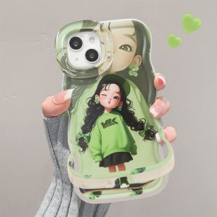 غطاء حماية ملون برسمة بنت لأجهزة آيفون