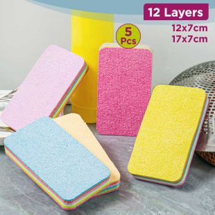 Multi-Color Sponge Cleaning Pads - 5Pcs