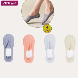 جوارب قطن صيفية بألوان متنوعة للسيدات - 4 أزواج