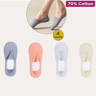 Cotton Boat Socks Assorted Colors for Women - 4 Pairs