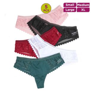 Lace Ice Silk Underwear Assorted Colors for Women - 5 Pcs