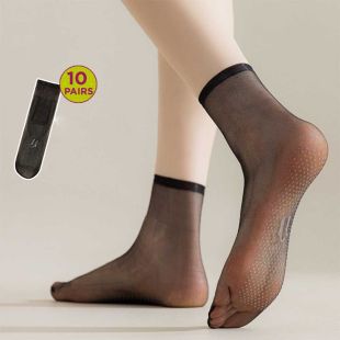 Women's Ultra-Thin Crystal Sole Socks - 10 Pairs