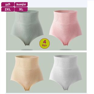 شورت تنحيف عالي الخصر بألوان مختلفة للسيدات - 4 حبة