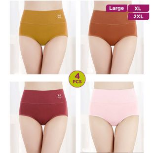 Women's Cotton Antibacterial Underwear Assorted Colors - 4Pcs