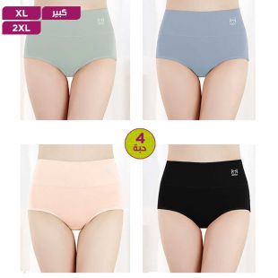 شورت داخلي قطن مضاد للبكتيريا بألوان متنوعة للسيدات - 4 حبة