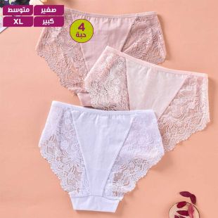 شورت داخلي دانتيل بألوان جذابة للسيدات - 4 حبة