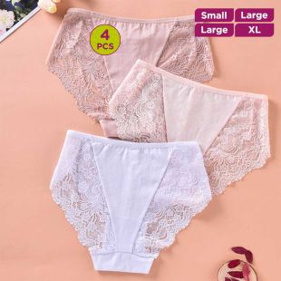 Attractive Colored Lace Underwear for Women - 4Pcs