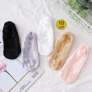 جوارب دانتيل صيفية بألوان متنوعة للسيدات - 10 أزواج