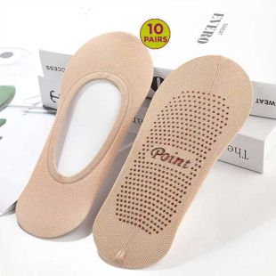 10 Pairs Invisible Slip-On Socks Assorted Colors for Women