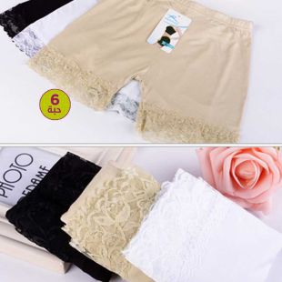 شورت داخلي دانتيل بألوان متنوعة للسيدات - 6 حبة