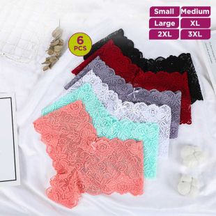 Lace Low-Waist Sexy Underwear Attractive Colors for Women - 6Pcs
